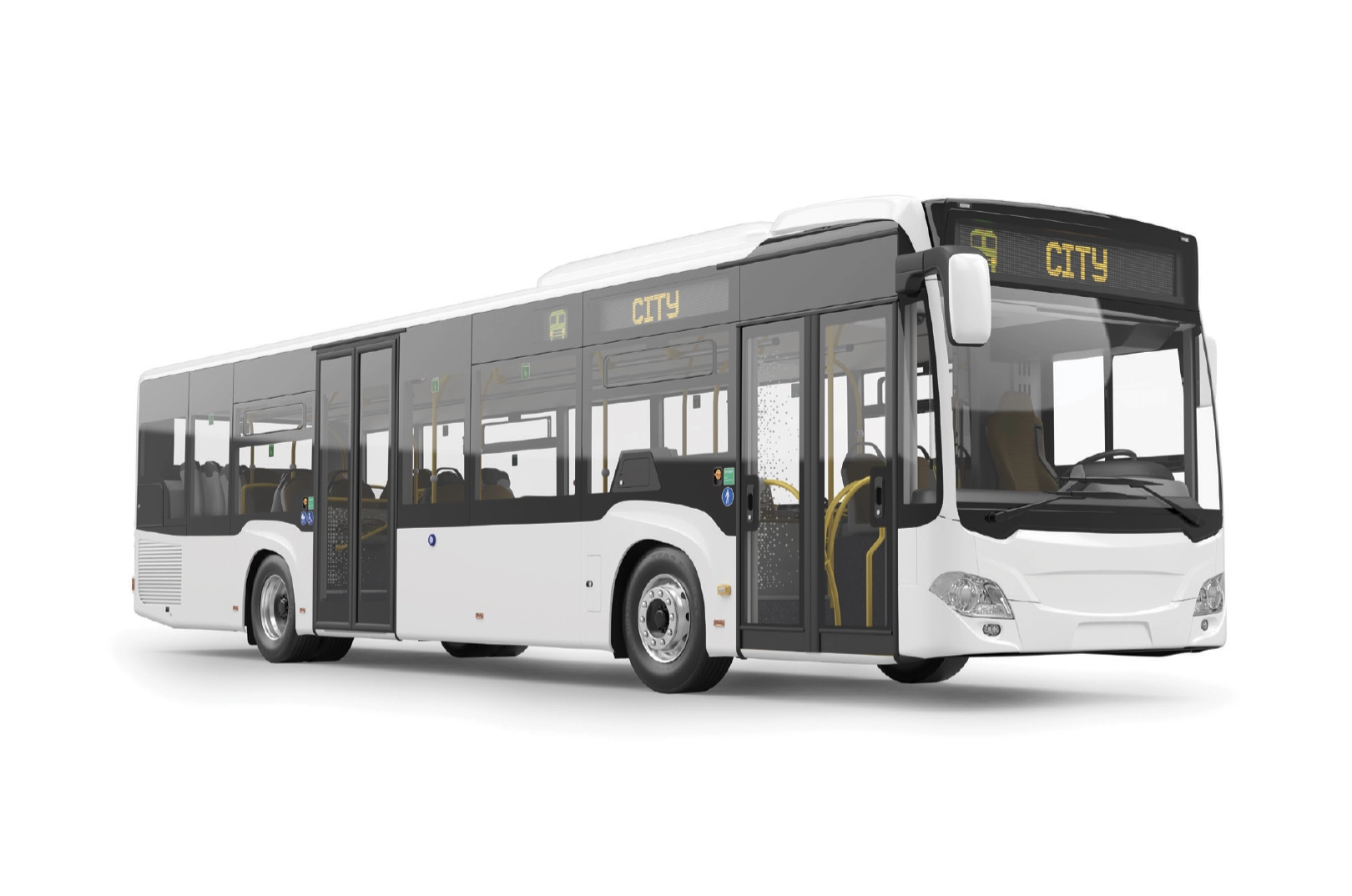 Illustration of a white single-decker city bus