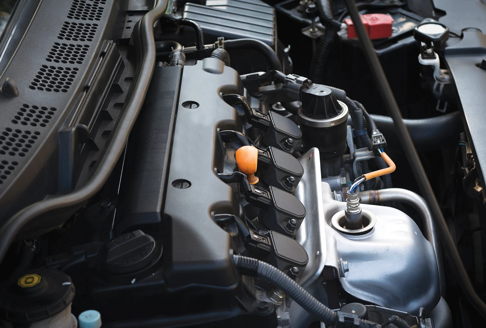 Close-up of a car engine bay