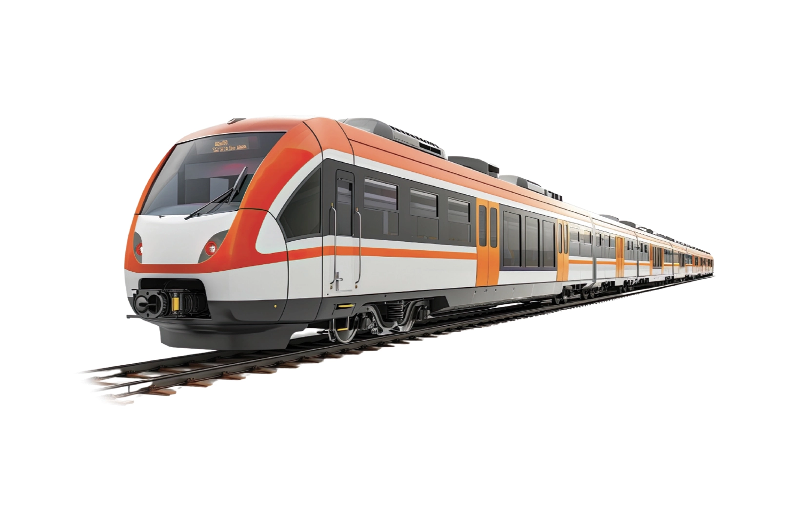 Illustration of a red and white passenger train