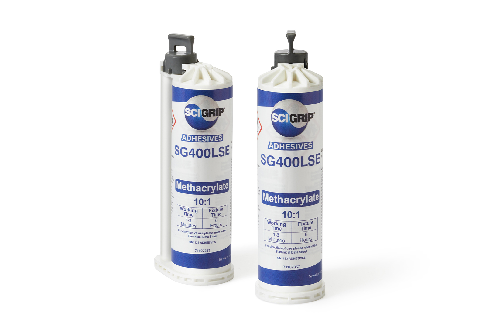 Two SCIGRIP SG400LSE adhesive cartridges