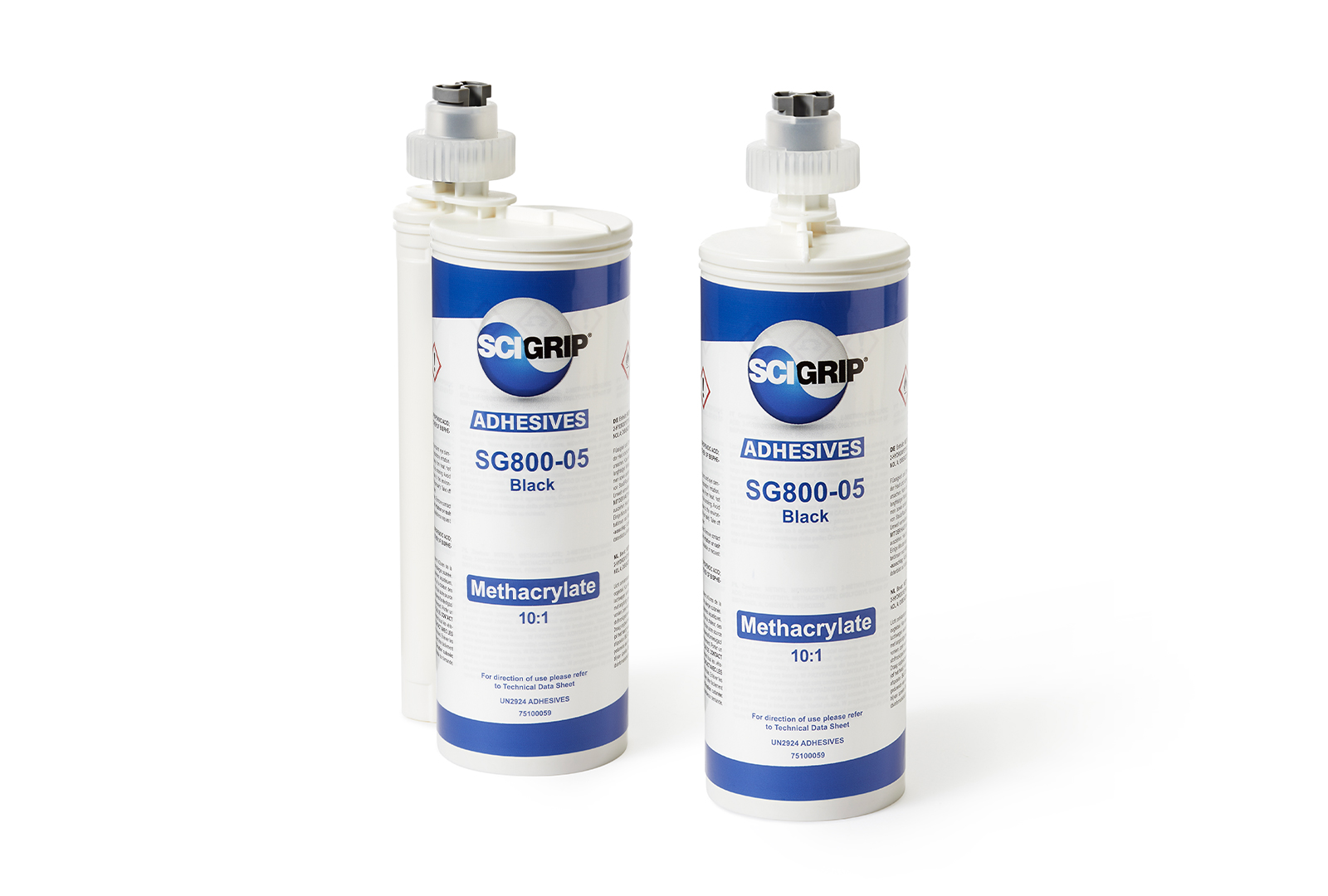 Two SCIGRIP SG800-05 Black adhesive cartridges