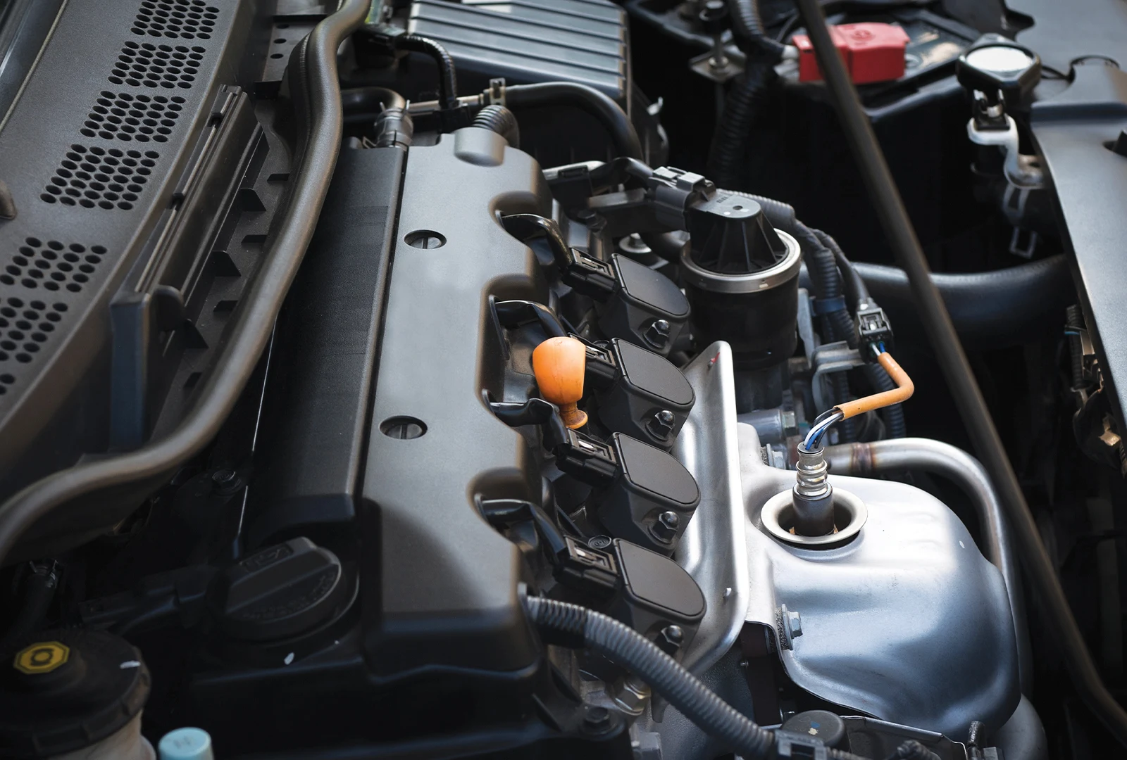 Close-up of a car engine bay