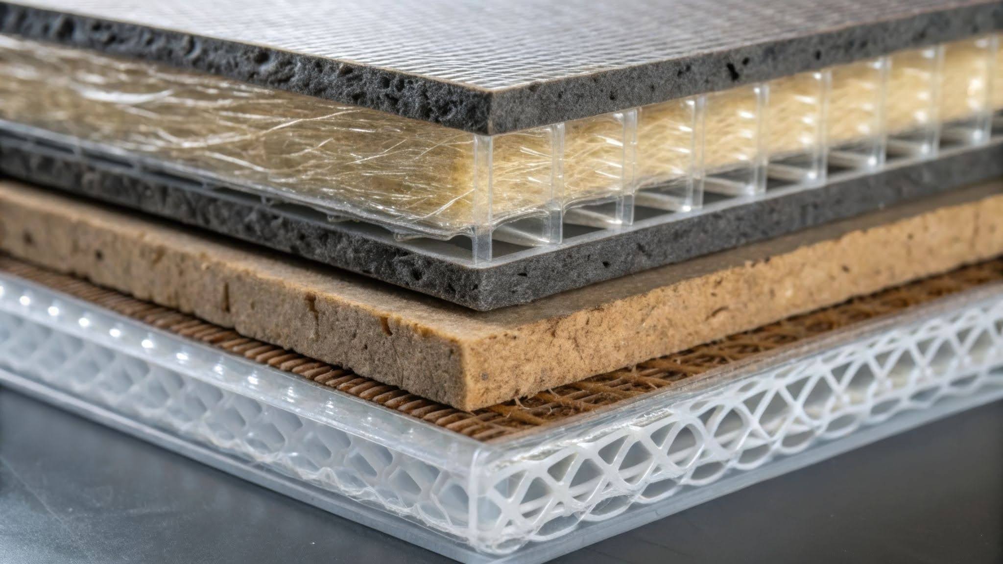 Cross-sections of composite sandwich panels with different core structures