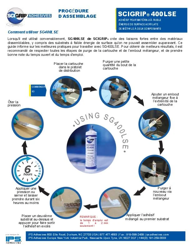 First page of the SG400LSE bonding procedure in French