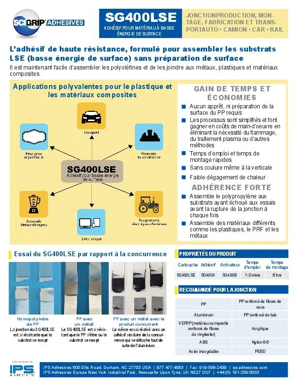 Cover of the SG400LSE one-sheet in French